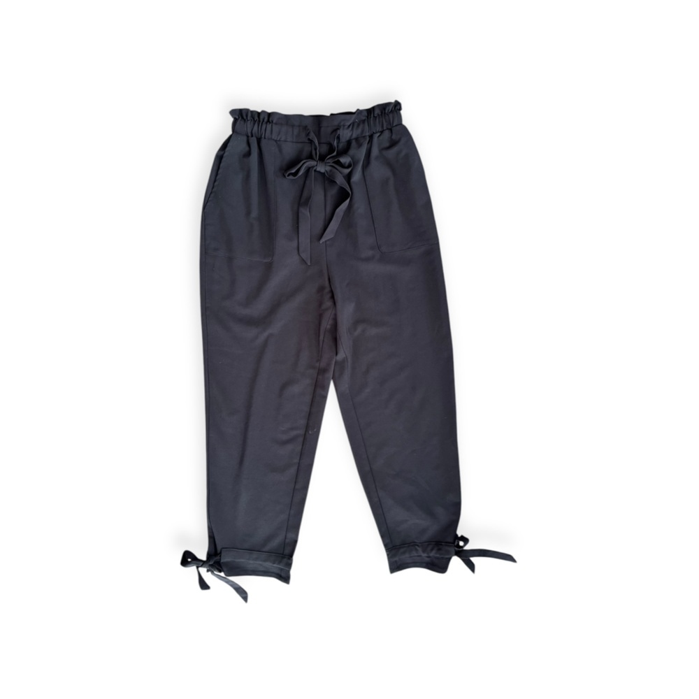 Grace Karin high waist belt pants black small casual ankle ties for added flair